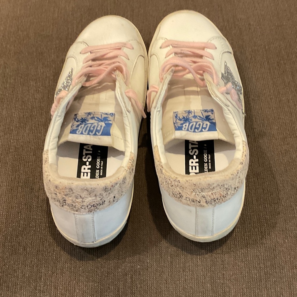 Golden Goose White Sneakers with Pink and Silver Accents - Picture 4 of 6